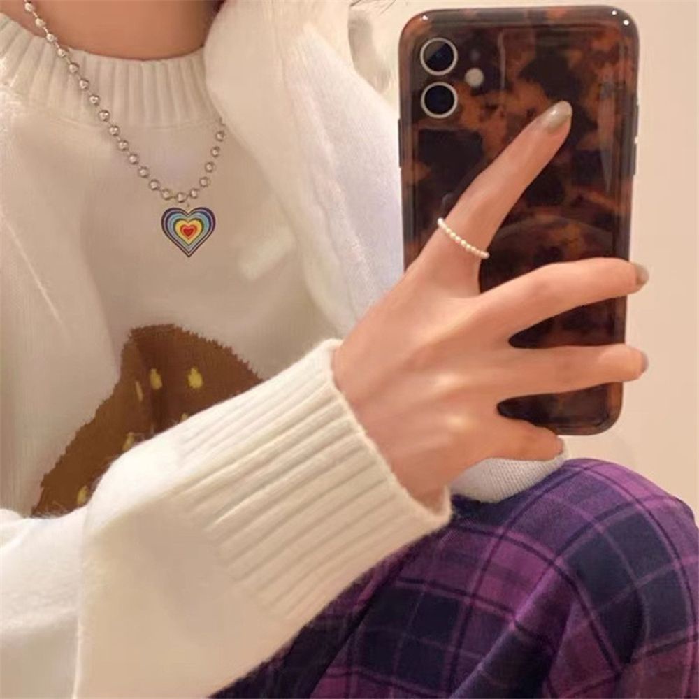 Vòng cổ Mặt Trái Tim Màu Cầu Vồng Thời Trang Dành Cho Nữ