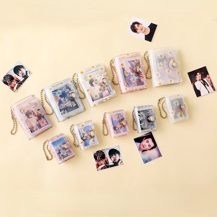 Túi Đựng Thẻ Mini 1 Inch 2 Inch 3 Inch Có Móc Khóa Họa Tiết Hoa Cúc Xinh Xắn
