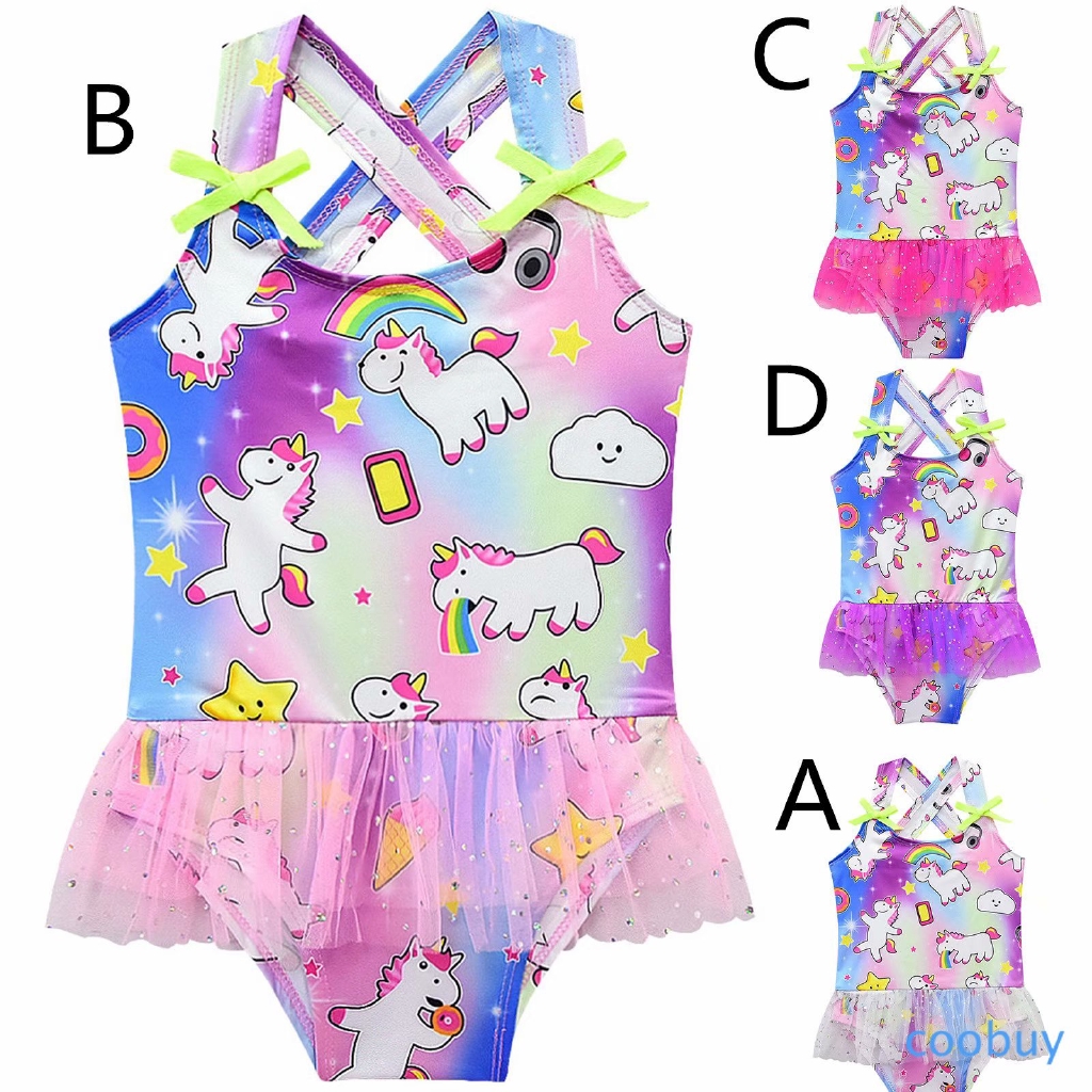 CB❤❤ Baby Girls Summer Swimming Sandbeach Swimwear One Piece Hourse Cartoon Printed