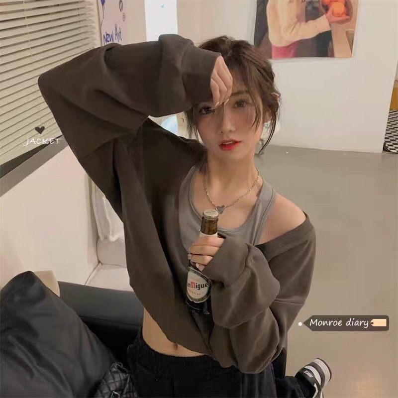 [ÁO KIỂU 3 LỖ PHỐI TRỄ VAI DÀI TAY PHONG CÁCH ULZZANG]