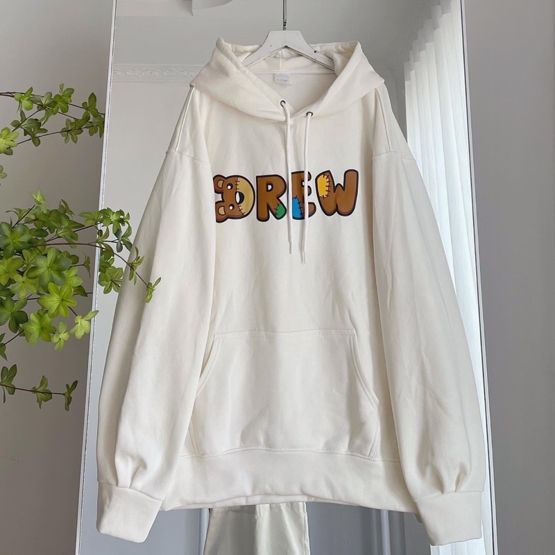 [ Rẻ vô địch ] Áo hoodie nỉ form rộng mũ hai lớp - Drew gấu