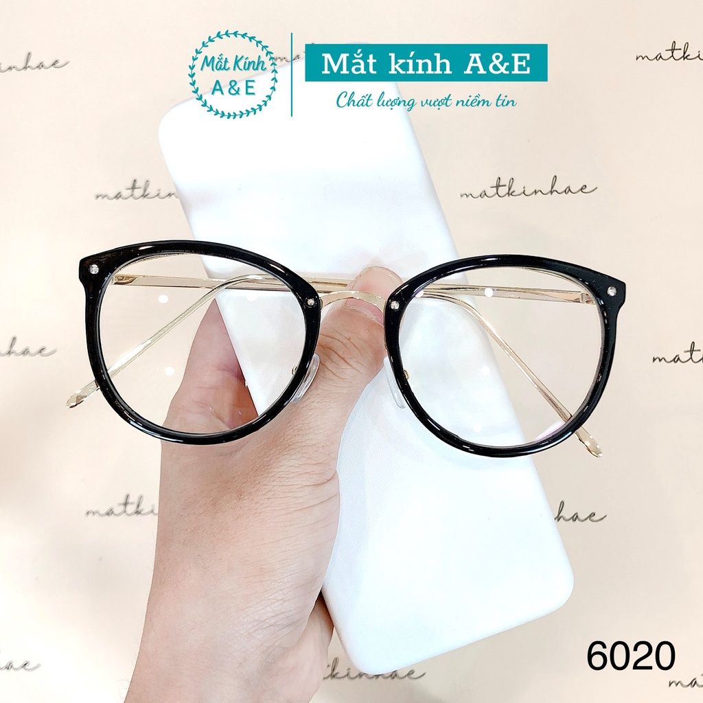 Gọng kính cận nữ AMIE Eyewear mắt kính tròn chất liệu kim loại nhựa kiểu dáng trẻ trung năng động 6020