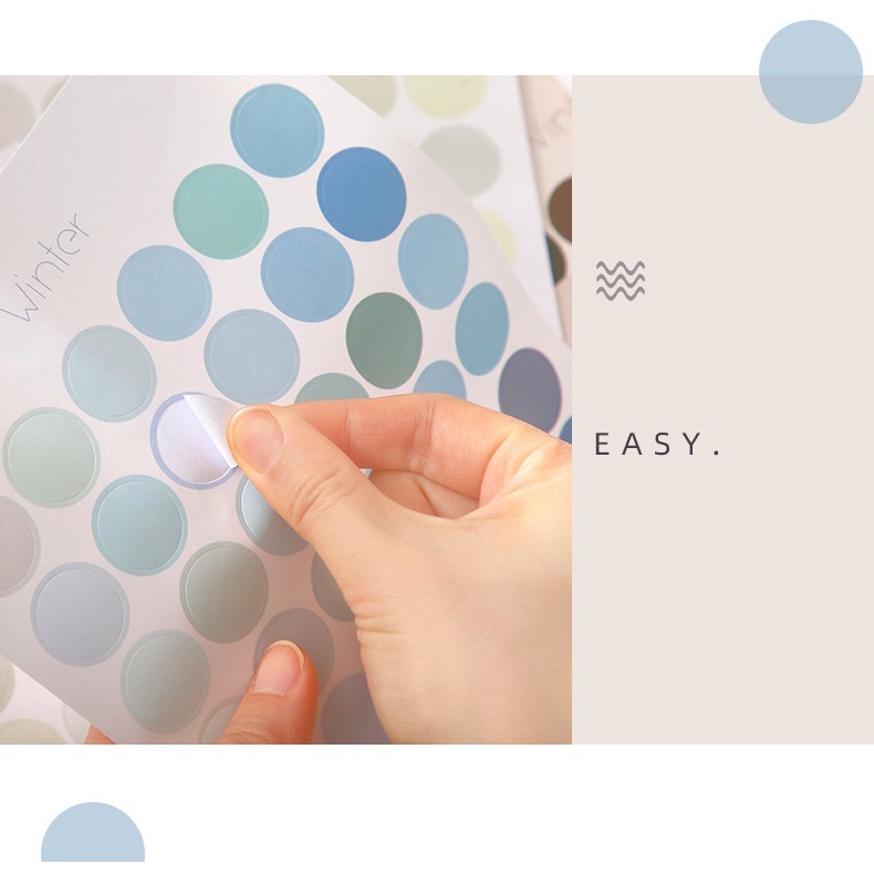 Set 48 Sticker Tròn Chấm Bi Nhiều Màu Cổ Điển Morandi Vintage Pastel Trang Trí Sổ Sách Vở Bullet Journal