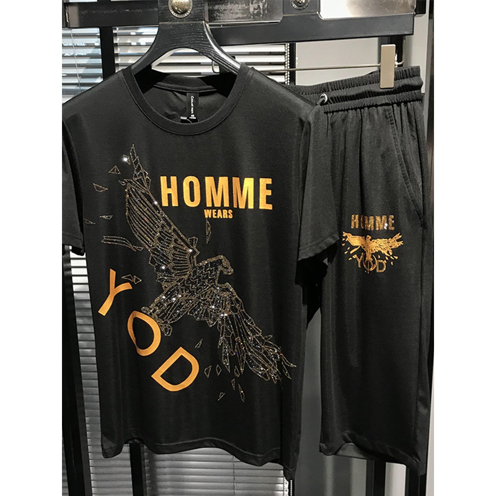 Bộ đồ thể thao nam, Bộ Mặc Nhà Thể Thao Nam Mùa Hè chất liệu thun lạnh cao cấp mềm mịn thoáng mát hình đại bàng cực chất | BigBuy360 - bigbuy360.vn