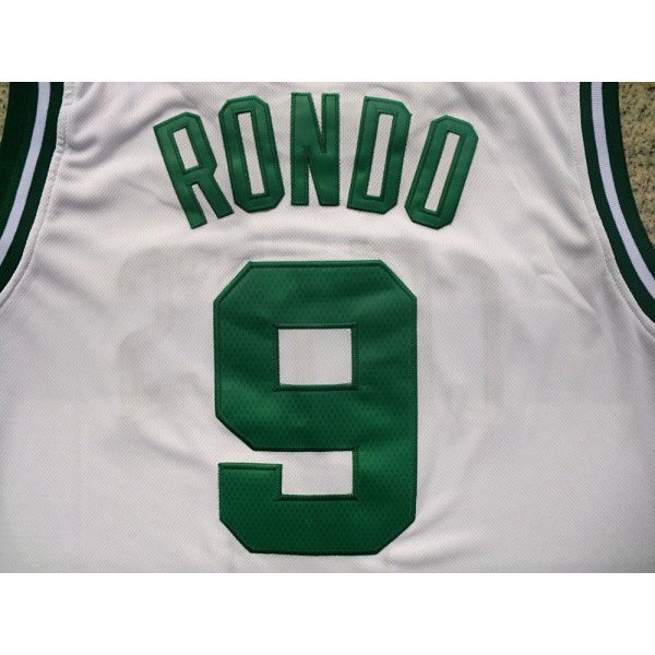10-new NBA men's Boston Celtics #9 Rajon Rondo REV30 embroidery basketball jersey white75308323 cjM7