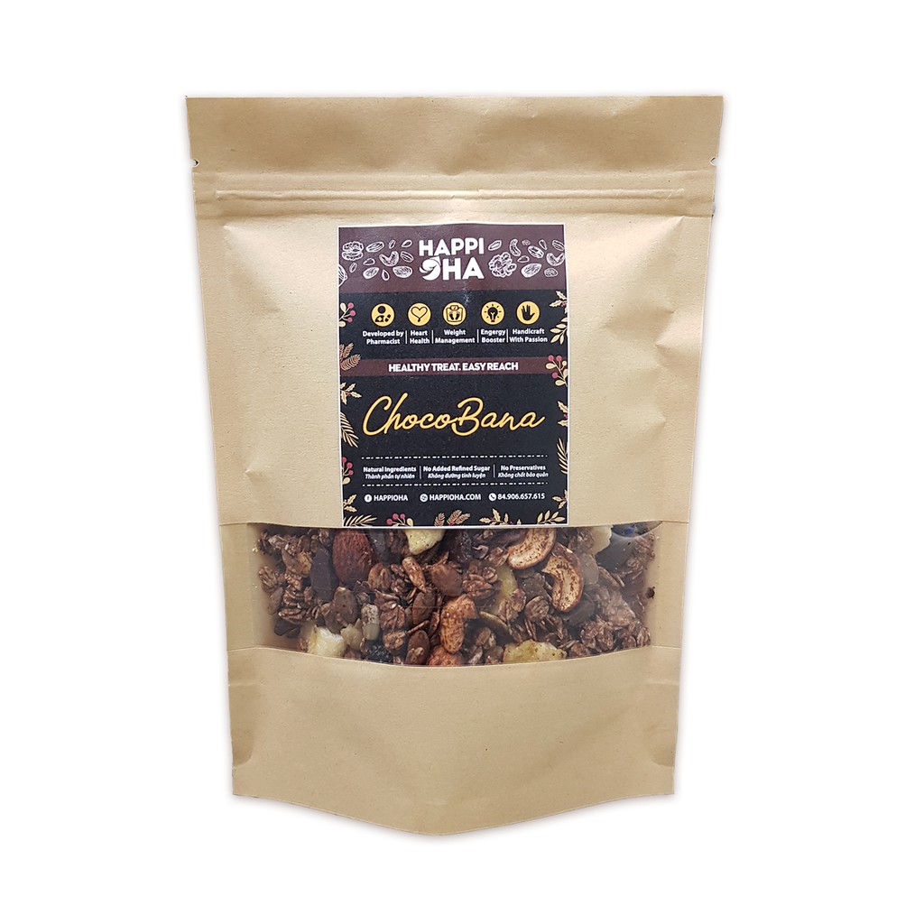 Granola 8 loại hạt trái vị cacao hảo hạng 240g/400g Không Đường Tinh Luyện - Choco Bana HAPPI OHA | BigBuy360 - bigbuy360.vn