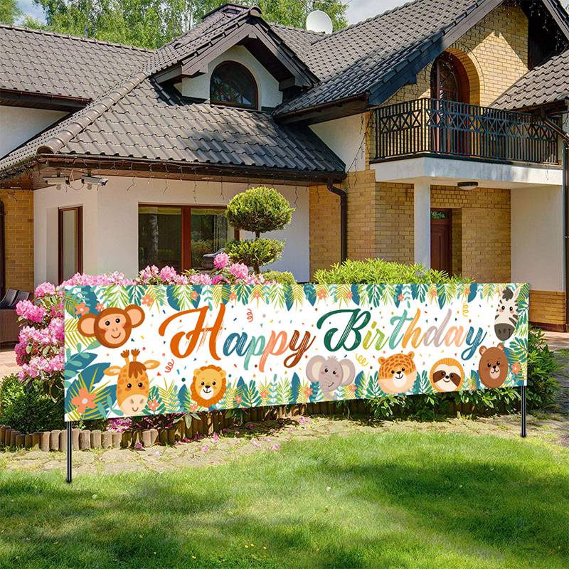 Phông Nền Trang Trí Tiệc Sinh Nhật Chủ Đề Rừng Xanh 180 * 40cm