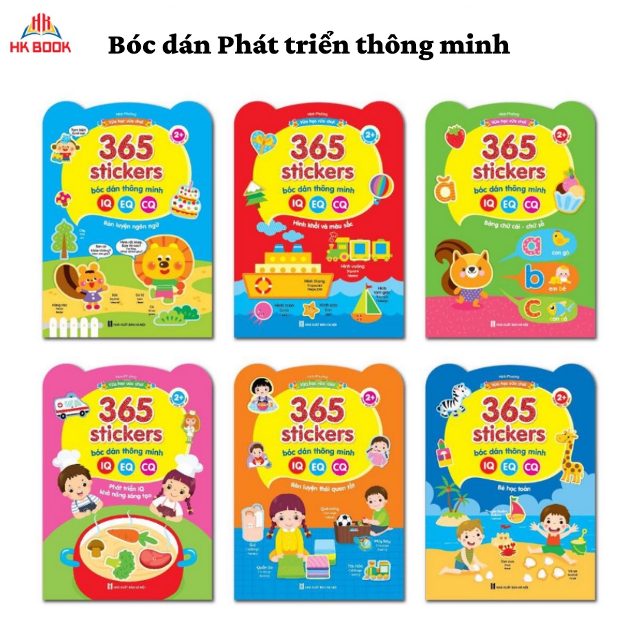 Sách - Combo 6 cuốn - 365 Stickers Bóc Dán Thông Minh -Phát Triển IQ, EQ, CQ (Dành Cho Trẻ Từ 2-6 Tuổi)