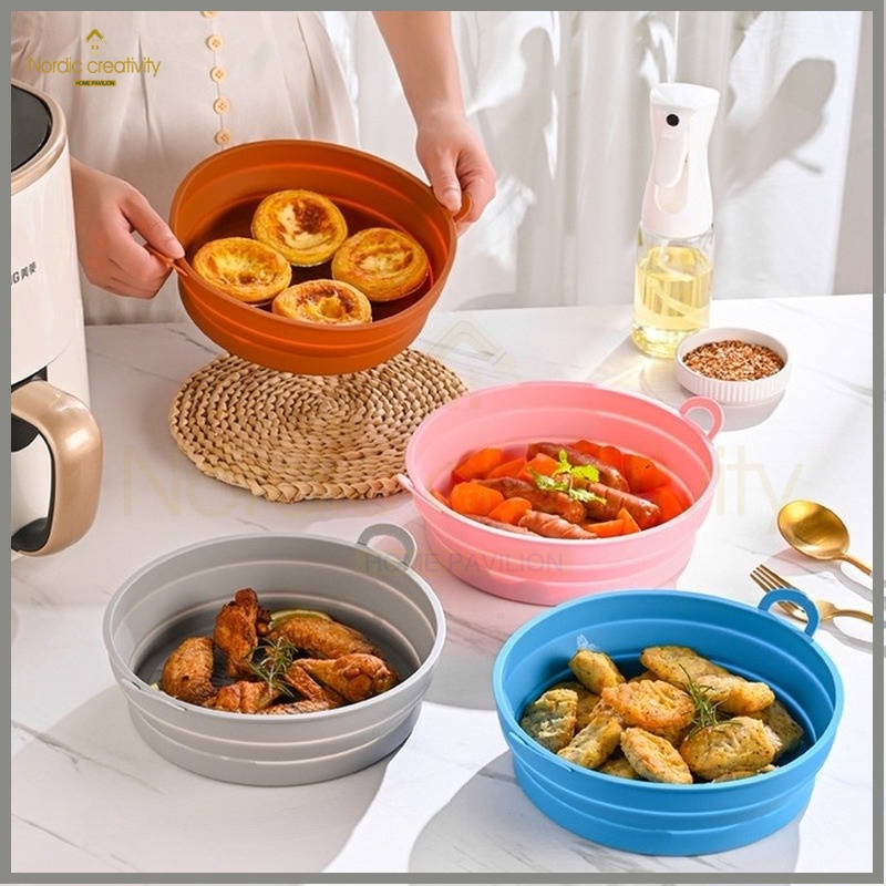 7.5 / 8.5 inch Khay Silicone dành cho nồi chiên không dầu và lò vi sóng Nồi Chiên Không Dầu Bằng Silicone có thể tái sử dụng Silicone Chịu Nhiệt