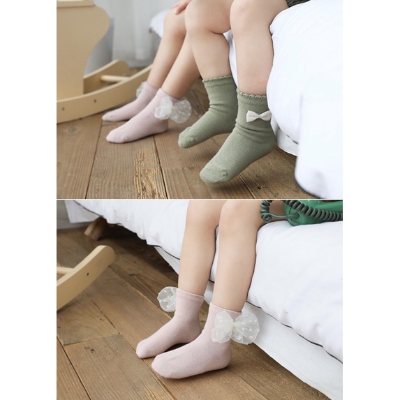 Set 5 Đôi Tất Cho Bé Gái Cotton Mềm Mại Size 0 - 6 tuổi