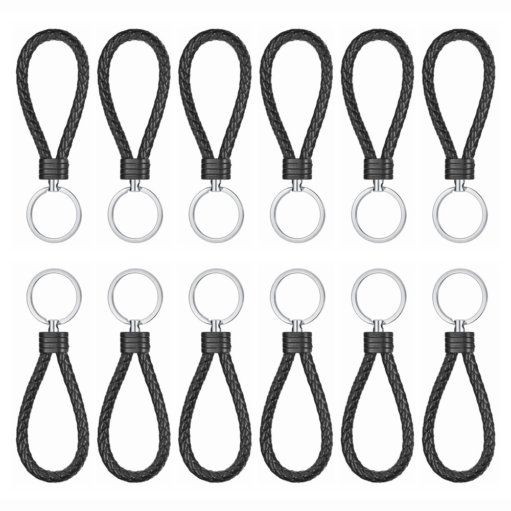 Móc Khóa Da PU Bện Dây Sáng Tạo Thời Trang Nam Nữ