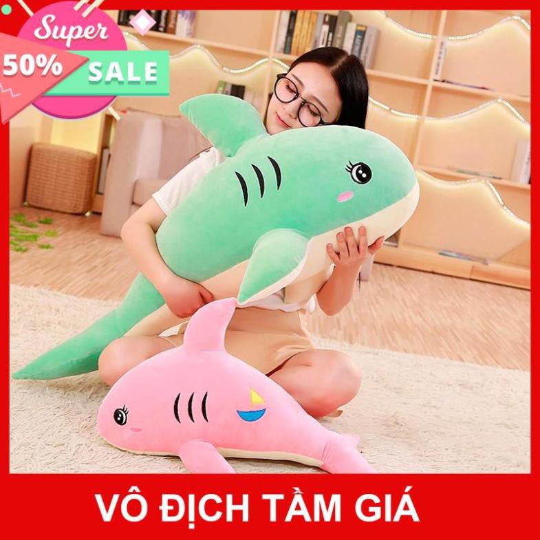 Gấu bông gối ôm cá heo vải dãn 4 chiều,hàng miniso