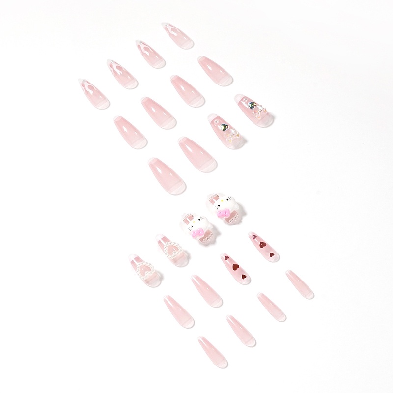 YADORNOS Set 24 móng tay giả YADORNOS họa tiết dễ thương xinh xắn cho nữ