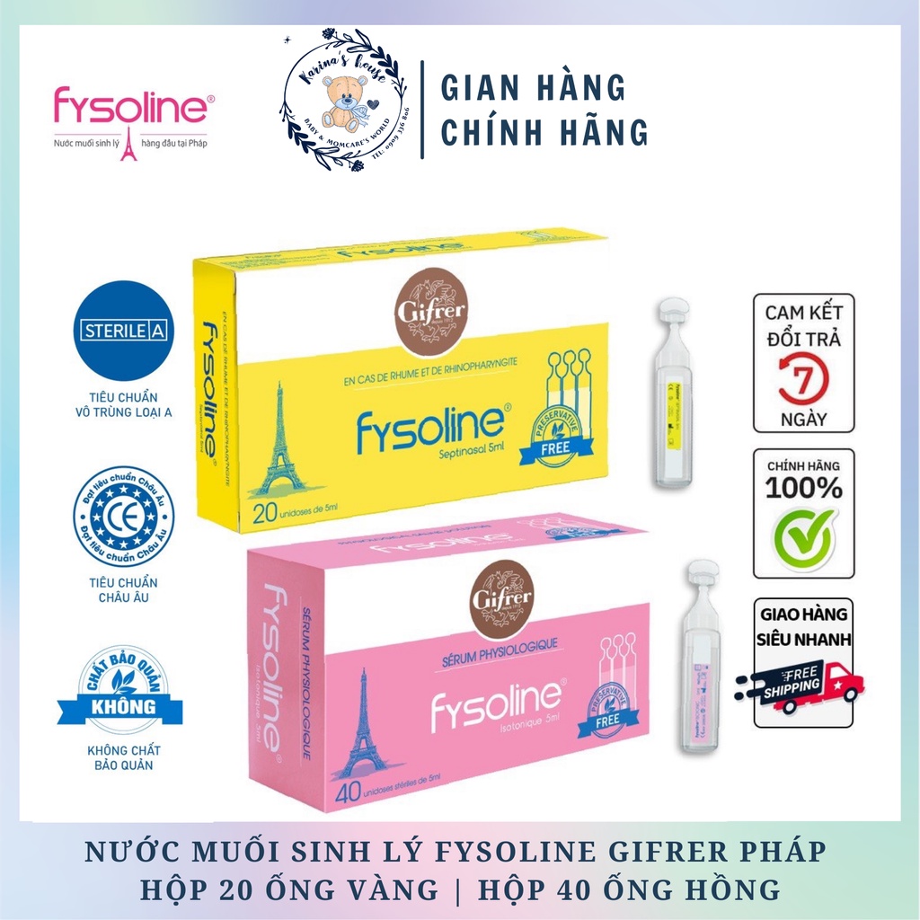 Fysoline - Nước muối sinh lý Pháp - Vệ sinh mắt, mũi, miệng cho bé