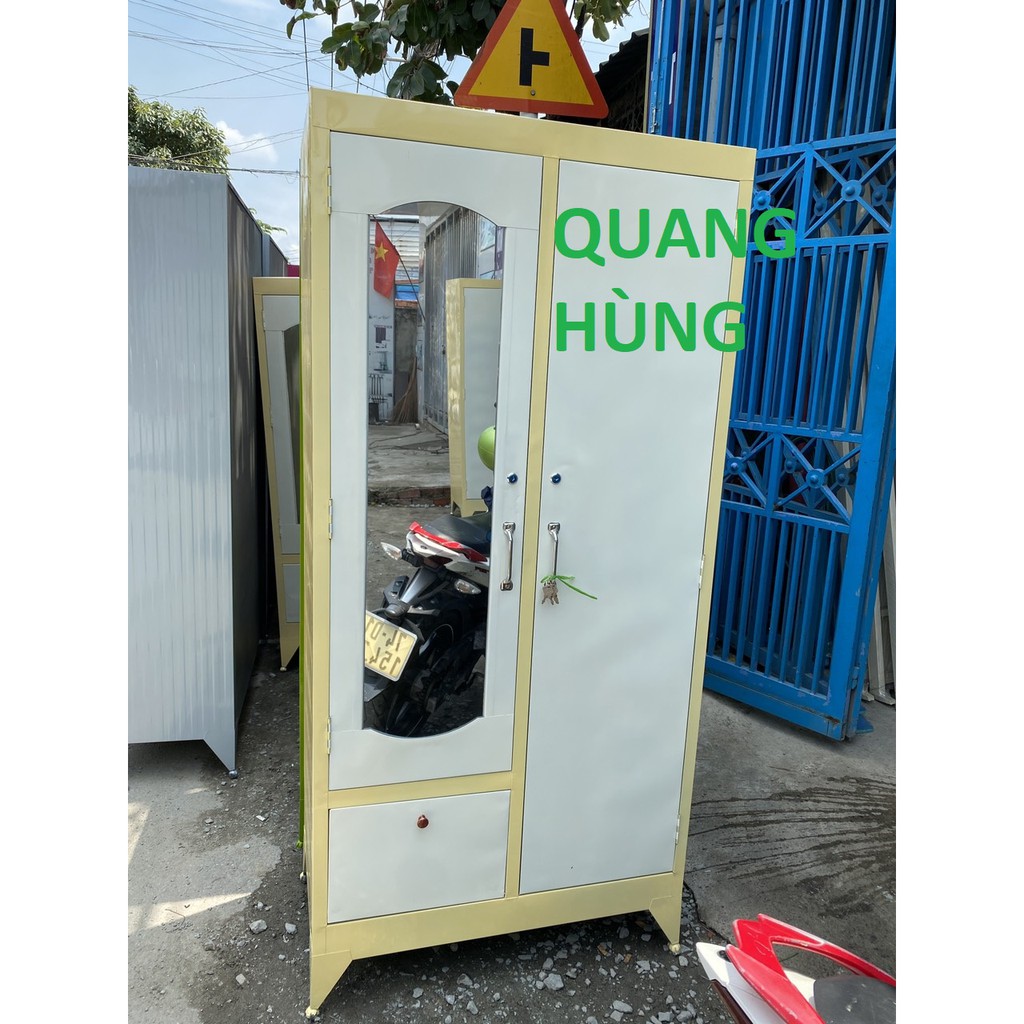 Tủ sắt 2 cánh sơn dầu cao 1m4 màu vàng giá rẻ - miễn phí vận chuyển HCM