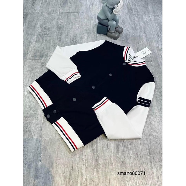 Áo khoác Bomber Nam Nữ Kẻ 3 Sọc Tay Teddy Nỉ bông