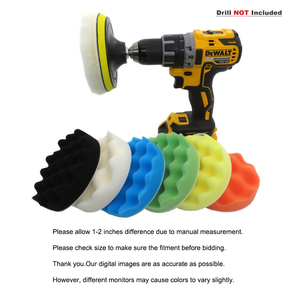 Bộ 9 miếng bọt biển đánh bóng xe ô tô 3/4/5/6/7 inch với đầu chuyển đổi máy khoan M14