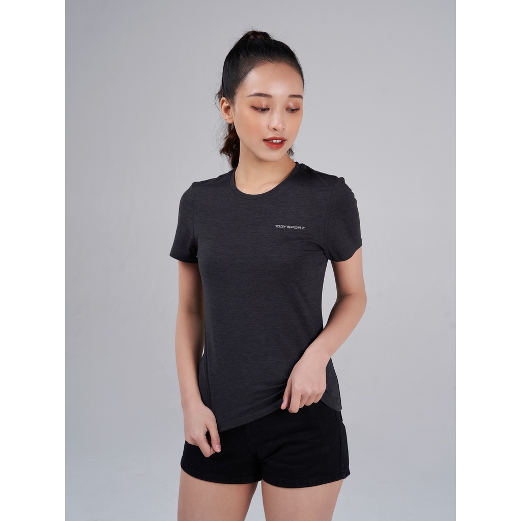 Áo thun thể thao nữ YODY, áo phông cộc tay chất liệu Melange cao cấp, năng động thấm hút khử mùi cơ thể STN5036