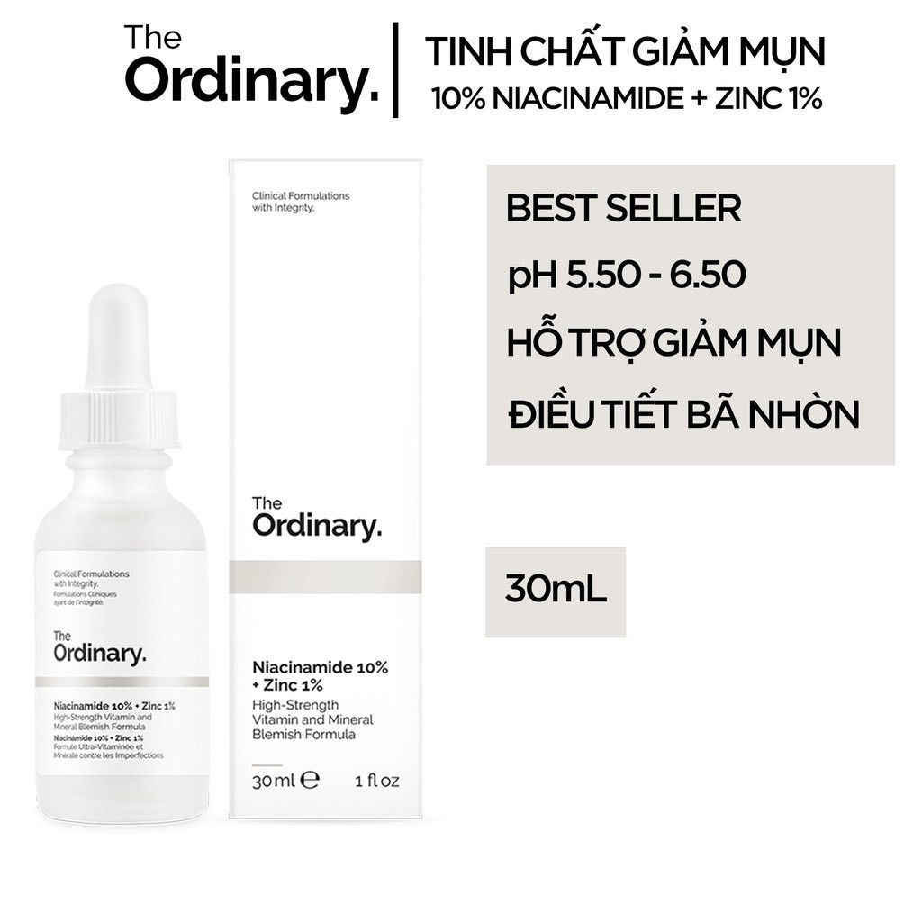 COMBO The Ordinary Niacinamide 10% 30ml + Hyaluronic Acid 2% + B5 30ml COMBO cấm ẩm & phục hồi