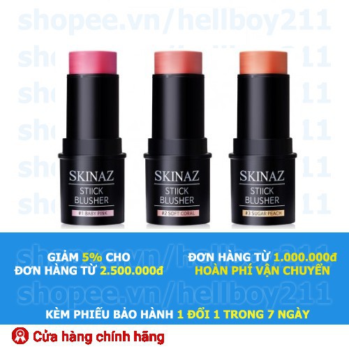 [ Siêu sale ] Kem má hồng cao cấp Stick Blusher Skinaz Hàn Quốc chính hãng - 8g