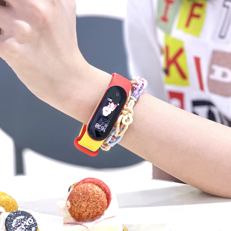 Dây Đeo Silicon Hai Màu Cho Đồng Hồ Thông Minh Xiaomi Mi Band 7 6 5 4 3 Mi Band 7
