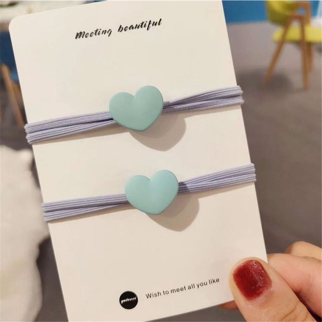 Dây Cột Tóc Co Giãn Hình Trái Tim Xinh Xắn Nhiều Màu Sắc Cho Nữ