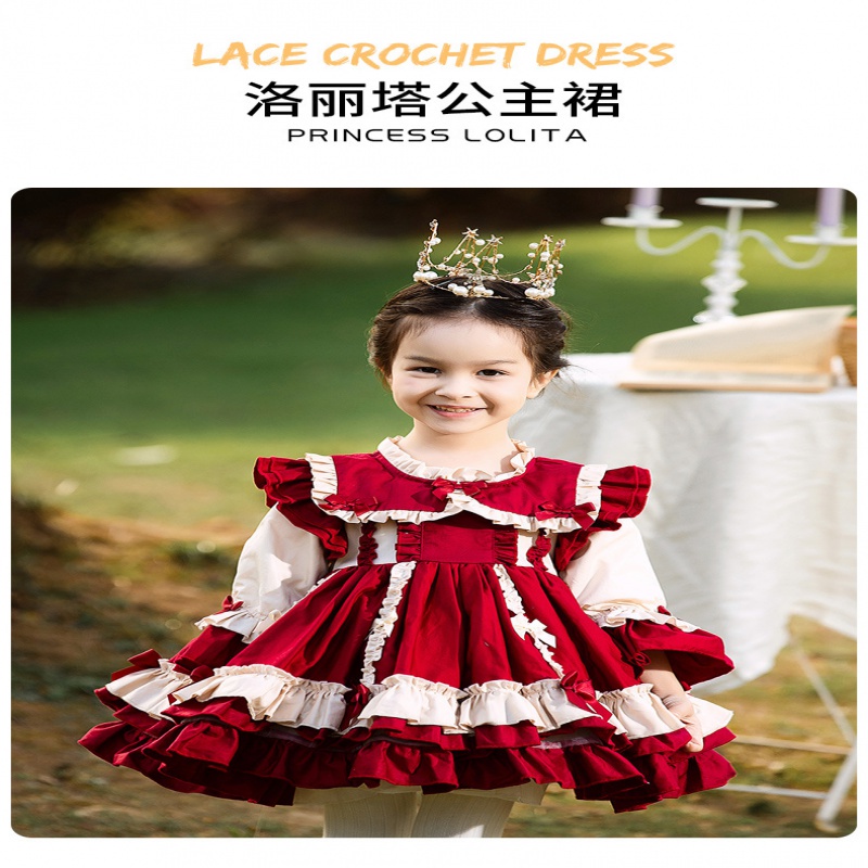 Hàng Mới Về Đầm Công Chúa Lolita Bằng Vải Cotton Tinh Tế Cao Cấp Thời Trang Thu Đông Cho Bé Gái