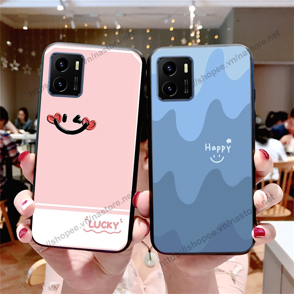 Ốp lưng Vivo Y15s mặt cười, họa tiết caro đơn giản đẹp cute