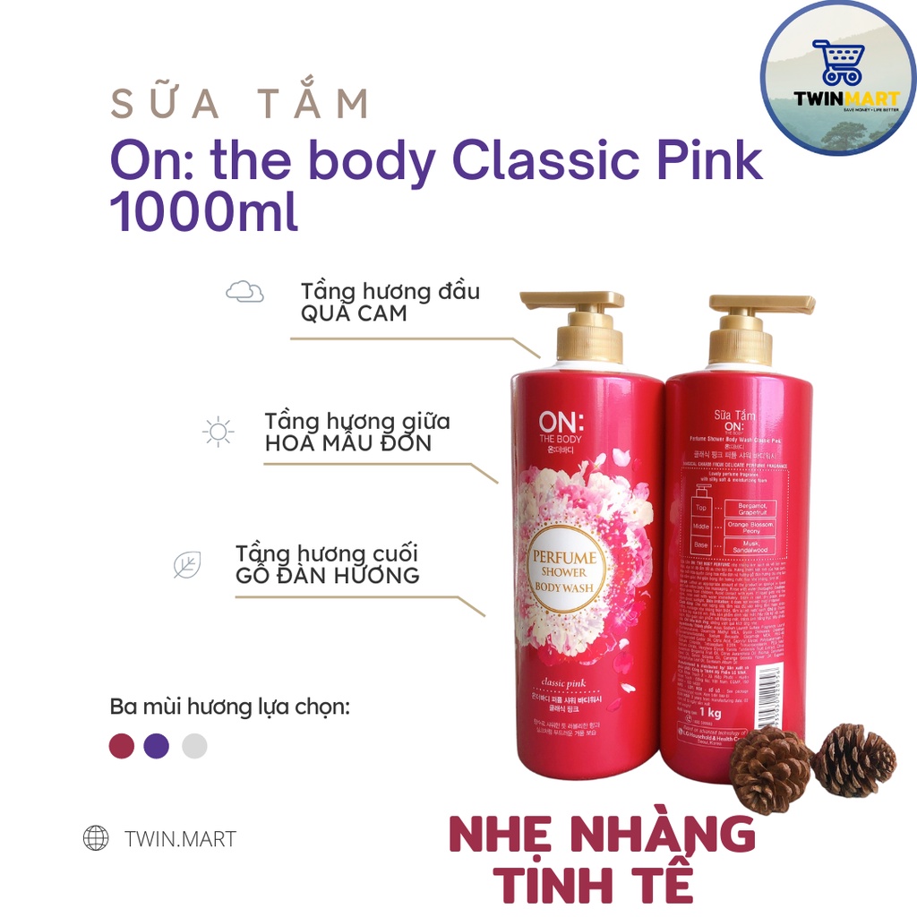 [ĐƠN 299K TẶNG DẦU GỘI 36K] Date xa 2024 TPHCM Sữa tắm hương nước hoa On: The Body Perfume 2021 - Hàn Quốc Classic PinK