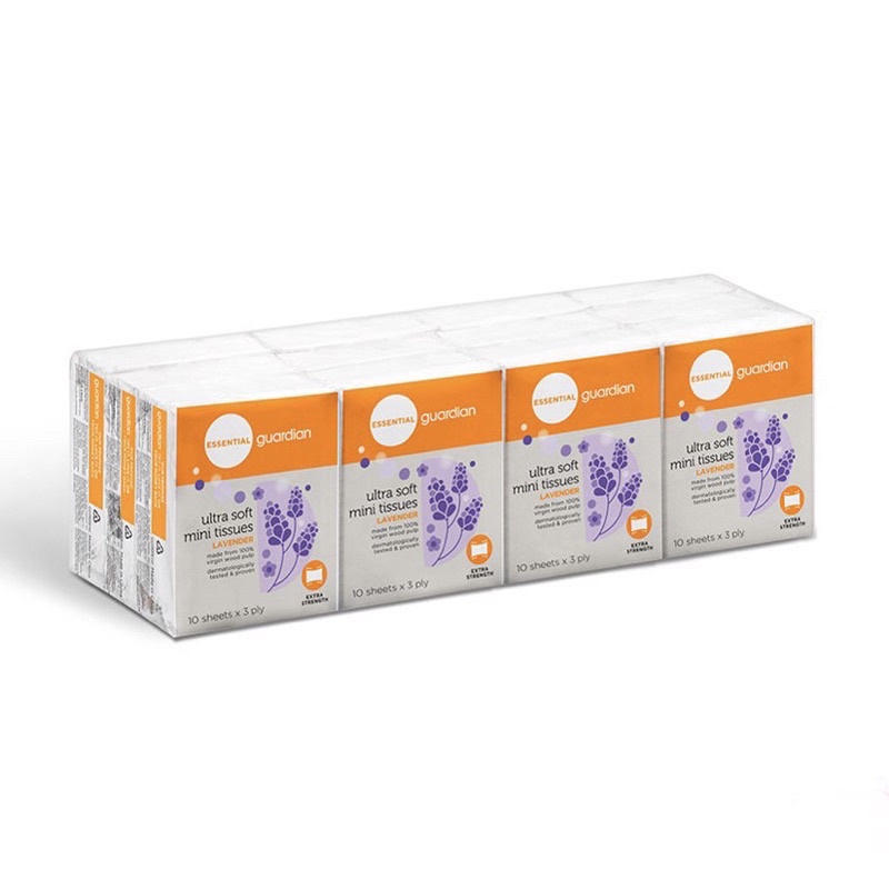 Khăn Giấy Mini Siêu Mềm 3 Lớp Hương Oải Hương Guardian Ultra Soft Mini Tissue Lavender 12 Gói x 10 Tờ