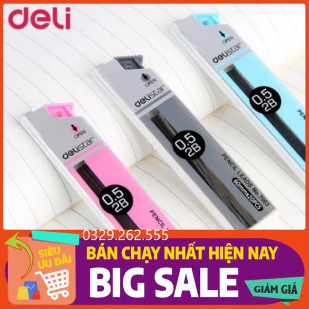 (FreeShip) Ruột Chì Kim - 0.5mm 2B Deli 7003 hàng chính hãng