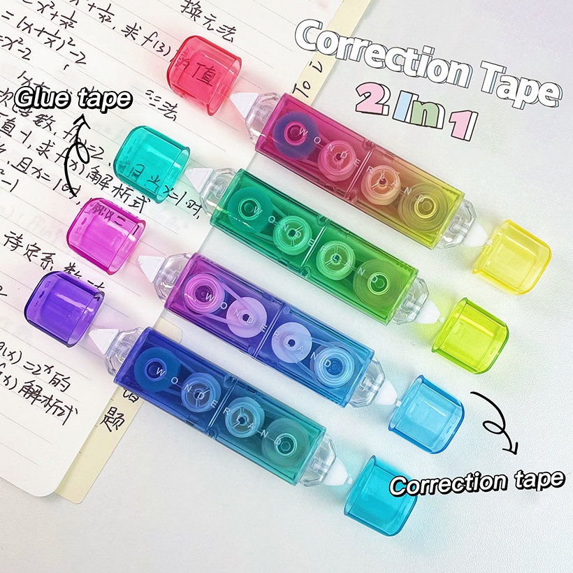 Bút Xóa Kéo Hai Đầu 2 Trong 1 Màu Sắc Cầu Vồng Sáng Tạo DIY bút xóa băng