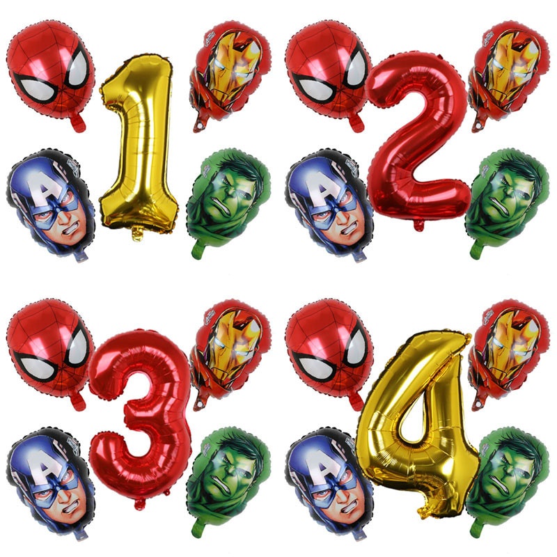 5 Cái MARVEL Super Hero Balloon Spiderman Aluminium Foil Balloons Kids Birthday Party Trang Trí Bé Tắm Iron Man Balloons