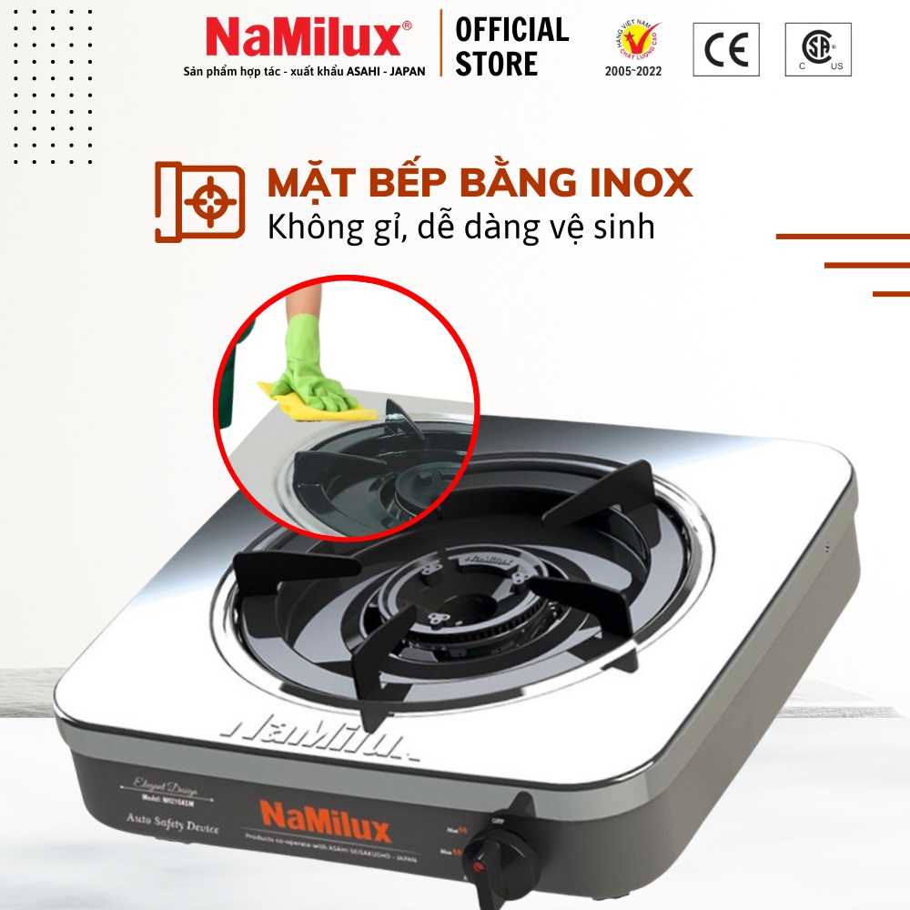Bếp Gas Đơn Cao Cấp NaMilux NH-210ASM/NA-350ASM│Cảm Ứng Tự Động Ngắt Gas│Hàng Chính Hãng