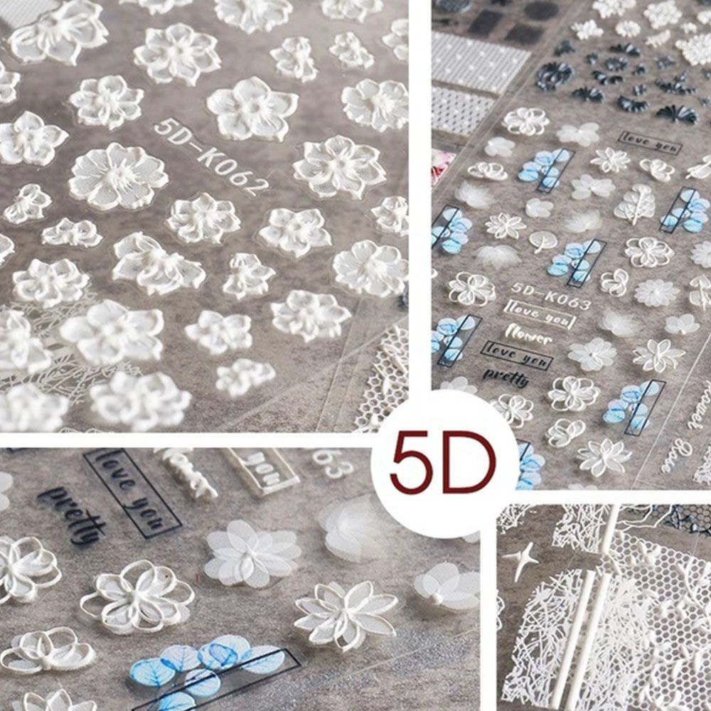 Miếng Dán Trang Trí Móng Tay Hình Hoa Và Bướm 5D Diy Thời Trang