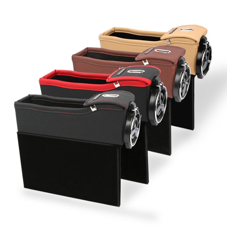 Car seat storage box gap storage box storage bag box trash car multi-function leather water cup holder