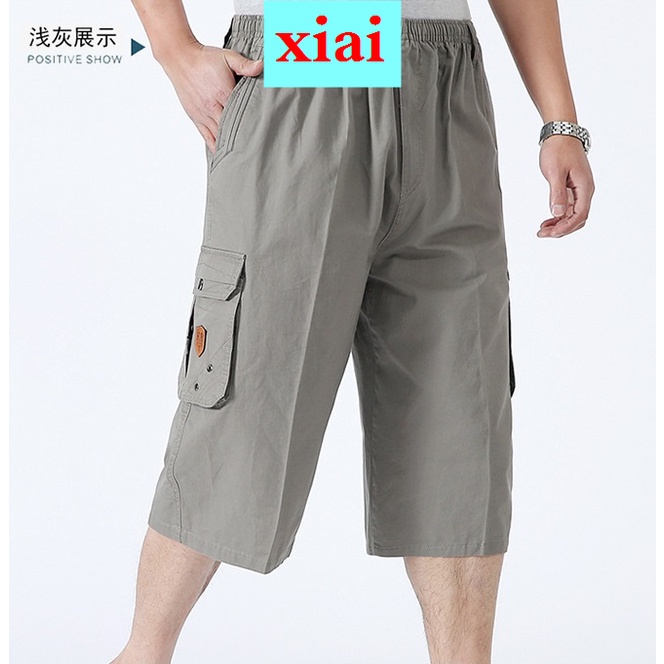 Quần short cotton ống rộng phong cách mùa hè cá tính cho nam trung niên
