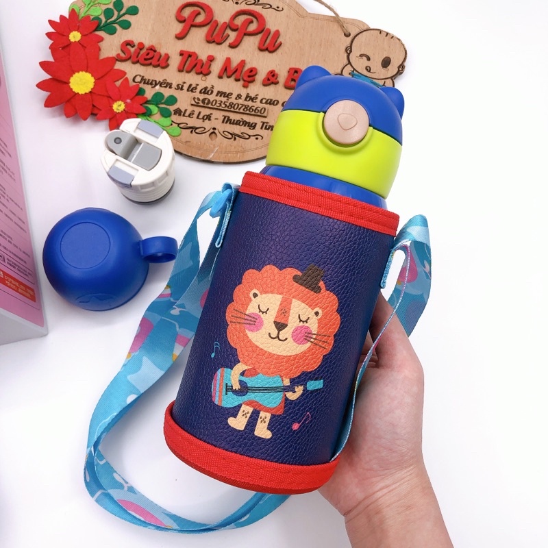 [HÀNG CHÍNH HÃNG - FREE SHIP] Bình Giữ Nhiệt Cao Cấp Love Baby 500ml Có Ống Hút Nước Cho Bé, Bình Giữ Nhiệt An Toàn