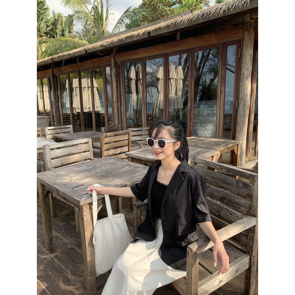 áo blazer một lớp ngắn tay mùa hè SA424 1994closet
