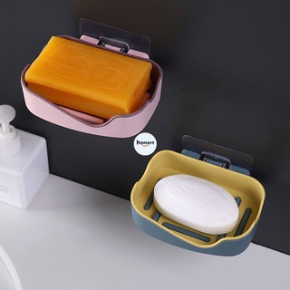 Khay Để Xà Bông 2 Lớp Trang Nhã Hộp Đựng Xà Phòng Dán Tường Cao Cấp Tiện Lợi Hamart