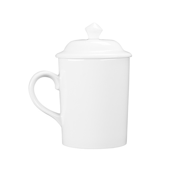 Cốc sứ có nắp 3'' sứ trắng Long Phương cao cấp 280ml