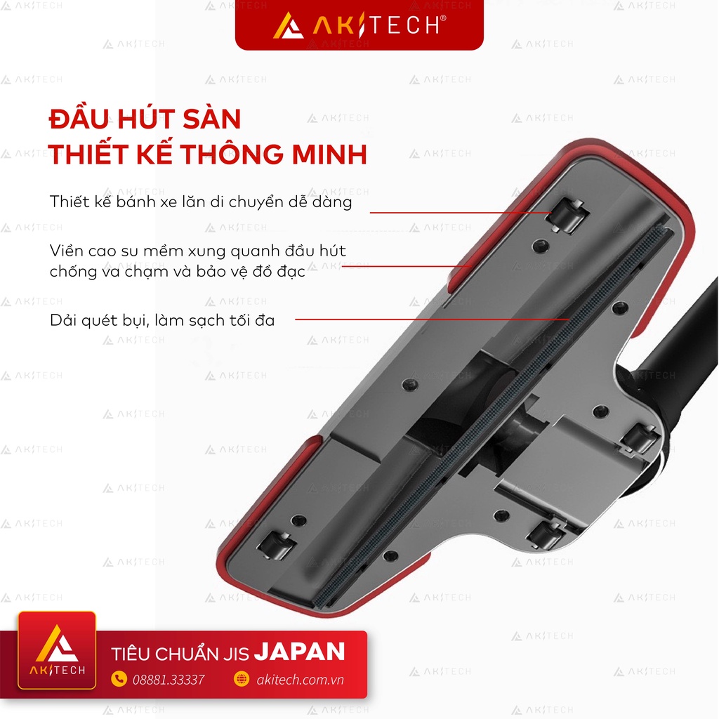 Máy hút bụi cầm tay không dây AKI CLEANER hút bụi gia đình, nhà cửa, giường nệm, sofa, lực hút 18000Pa