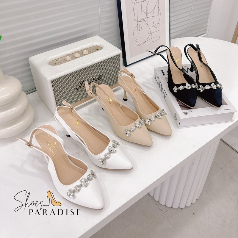 Giày cao gót nhọn mũi nhọn nữ 7p viền đá thời trang  Shoes Paradise L066