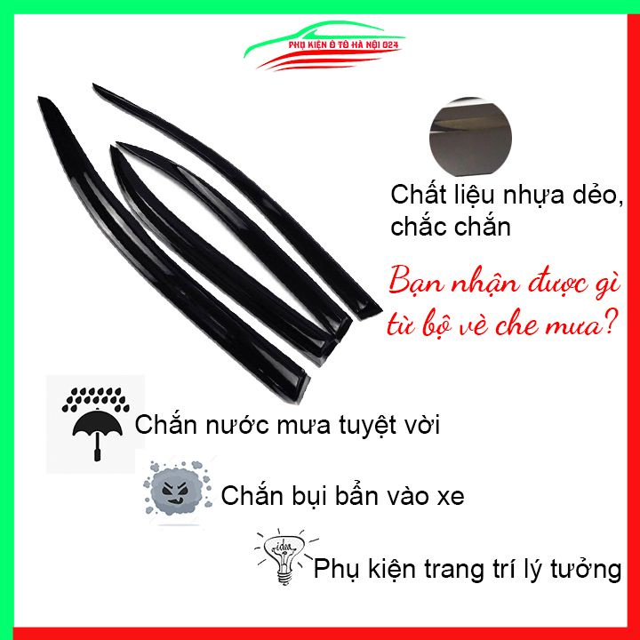 Vè che mưa cho xe ô tô Santafe 2019-2022 vè đen bảo vệ trang trí xe