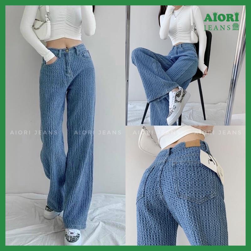 [CAO CẤP+HOTTREND][Dài 105 cm] Quần Jean Nữ AIORI Ống Rộng Lưng Cao Trơn Bò Suông Vải Bông Cotton Mềm Mịn Thoáng Mát_280