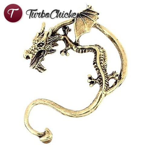 T⋄ Vintage Punk Style Temptation Metal Fly Dragon Ear Hook Wrap Earrings