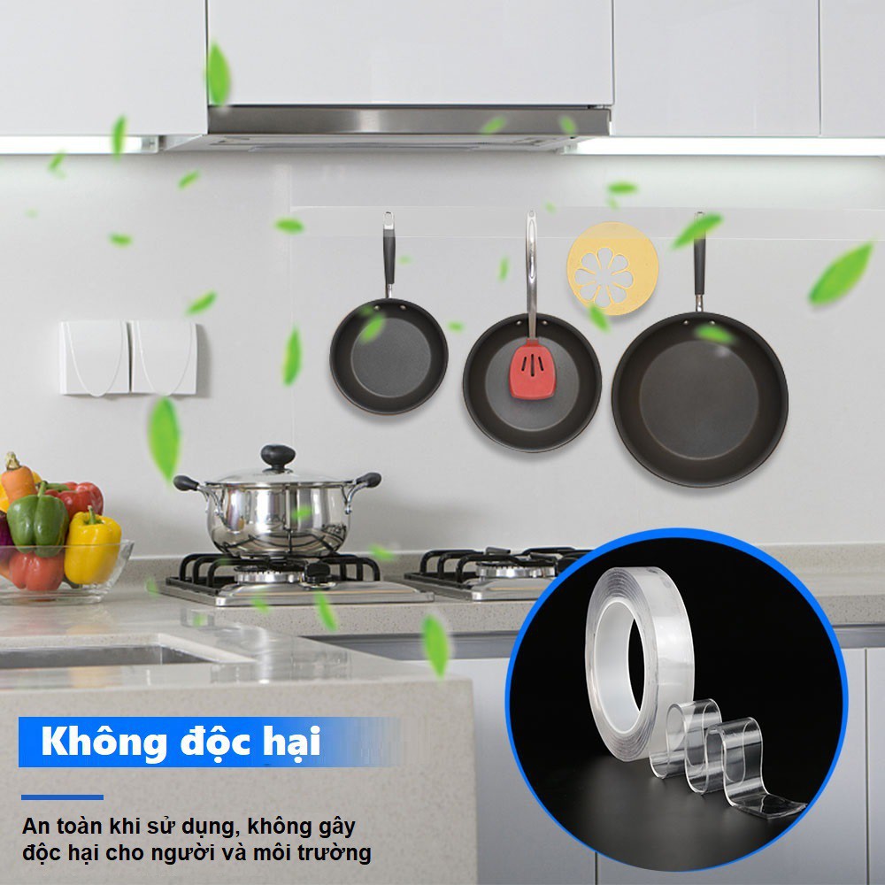 Băng keo dính 2 mặt trong suốt - Băng dính NANO đa năng - Chịu Nhiệt,Chịu lực cao, Dán trên mọi bề mặt