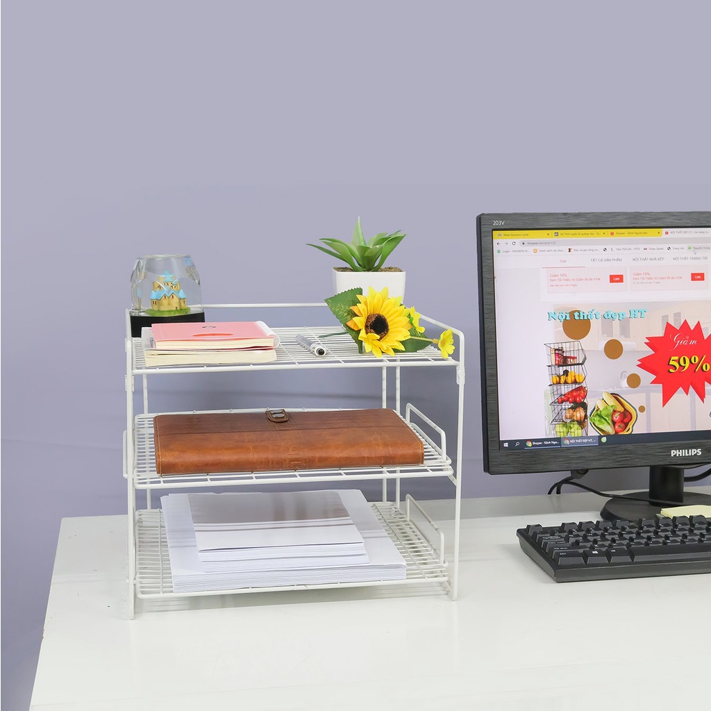 Kệ đựng tài liệu, hồ sơ để bàn làm việc bằng kim loại cứng cáp, chắc chắn, kích thước rộng nhất thị trường