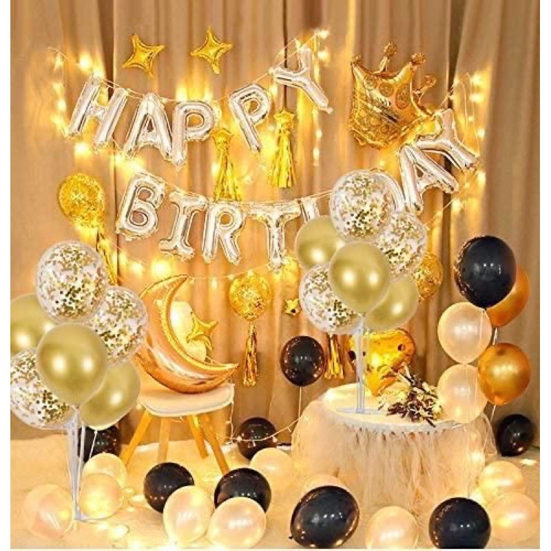 Bộ Bóng Trang Trí Sinh Nhật Milkshop Chọn Mẫu Tông Bạc Vàng (GIÁ HỦY DIỆT)