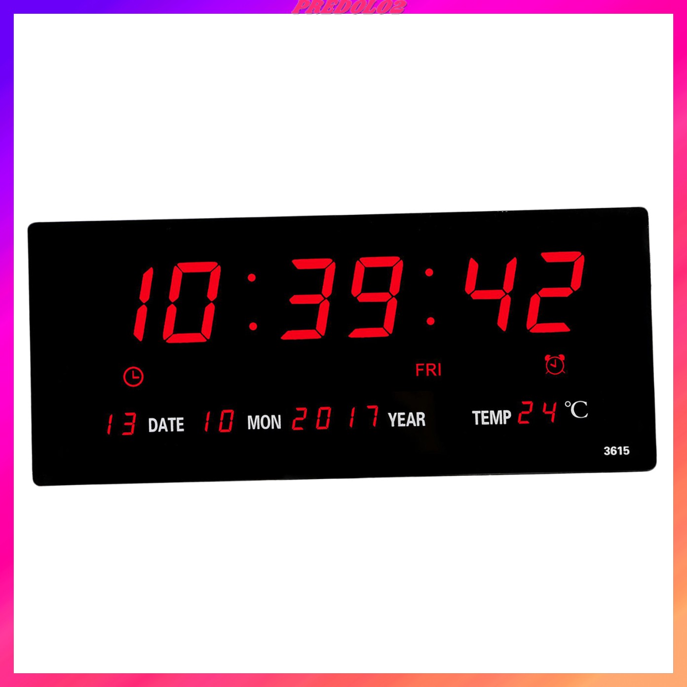 igital LE Wall Alarm Clock isplay Calendar Temperature 12/24H Calendar